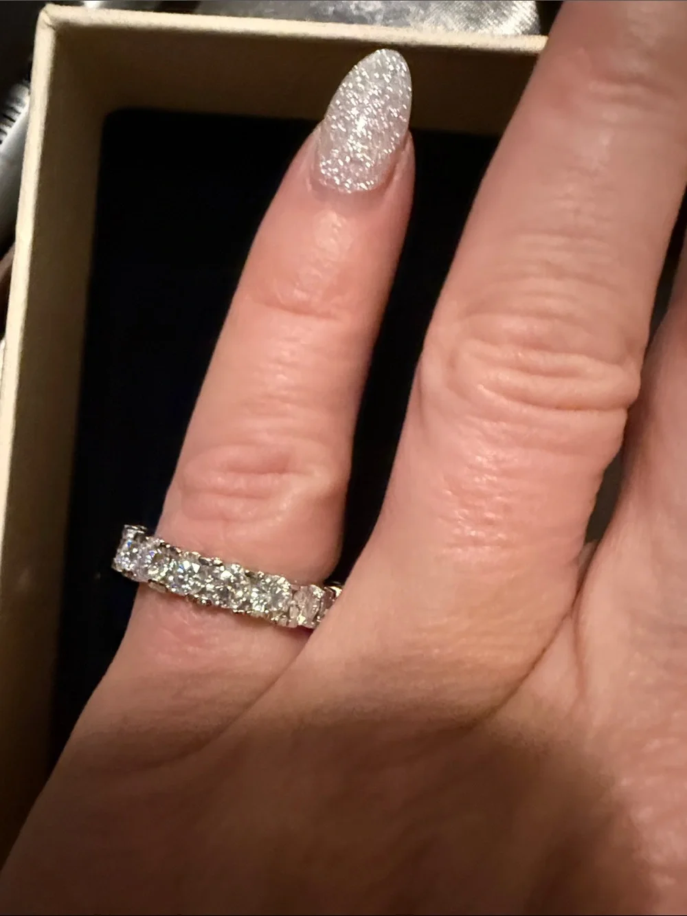 Sterling Silver 9.25 Moissanite Size 6 Eternity Band - Size 6